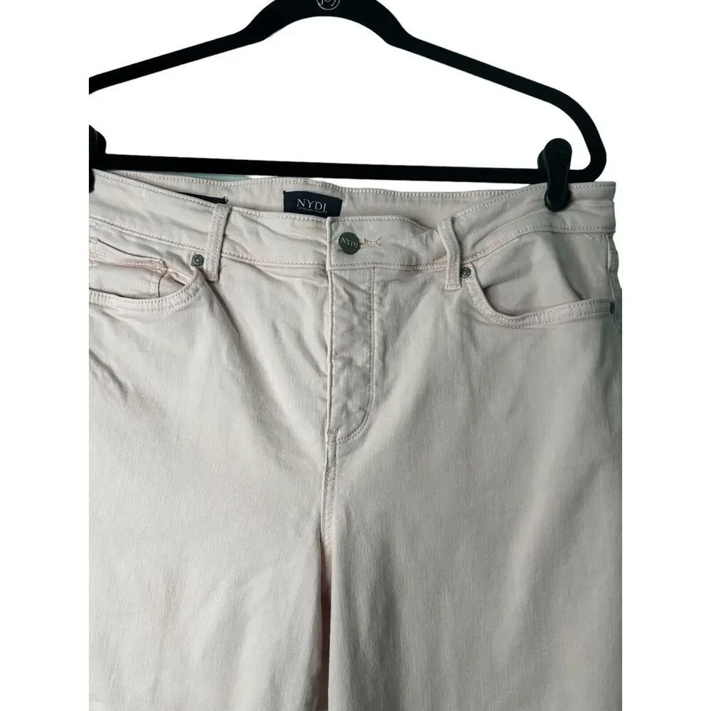 NYDJ Marilyn Straight‎ Leg Cuffed Capri Jeans Lift Tuck Plus Size 16 Pink Dusk